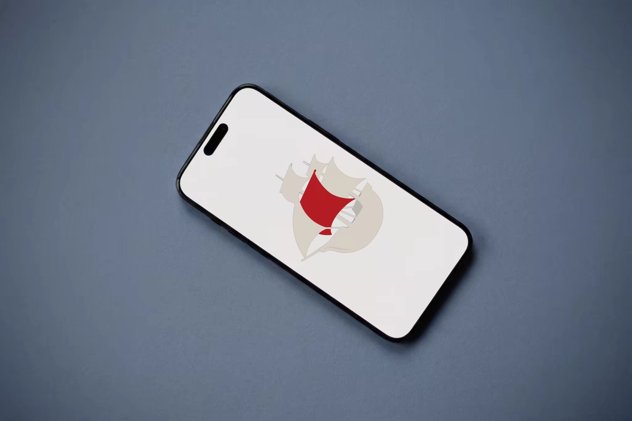 Phone Mockup Lying Diagonally on Slate Blue