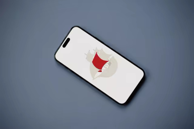 Phone Mockup Lying Diagonally on Slate Blue