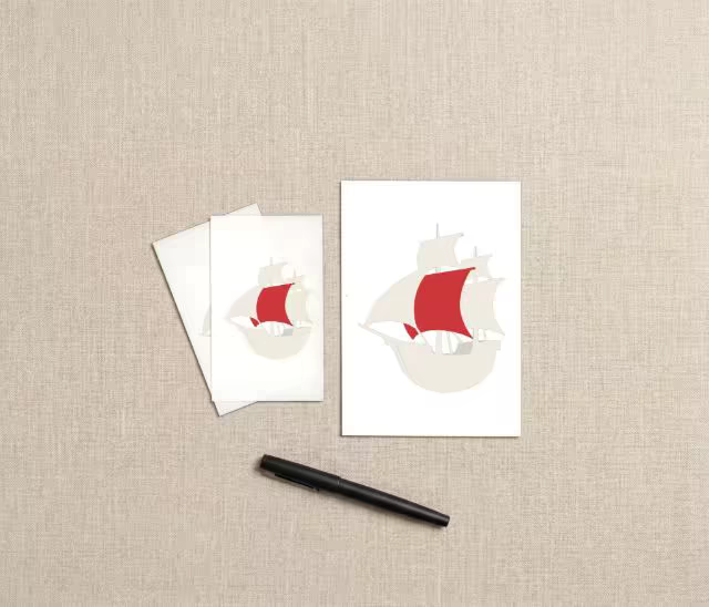 Card Set Mockup on Linen With a Black Pen