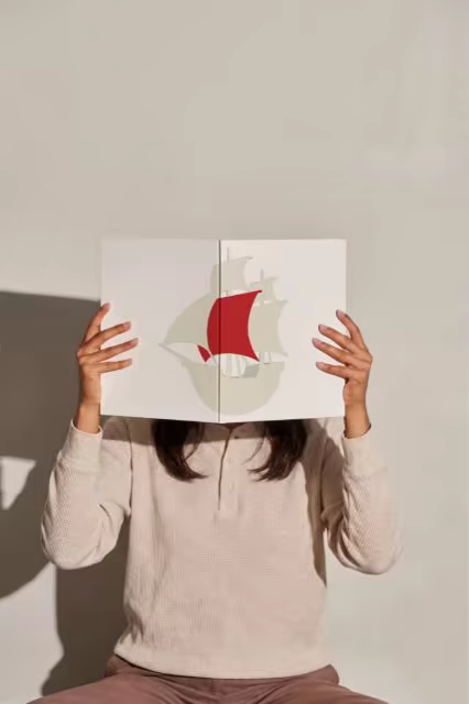 Open Book Mockup Raised in Warm Sunlight