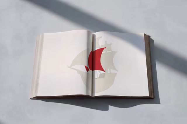 Thick Open Book Mockup on Gray in Angled Light