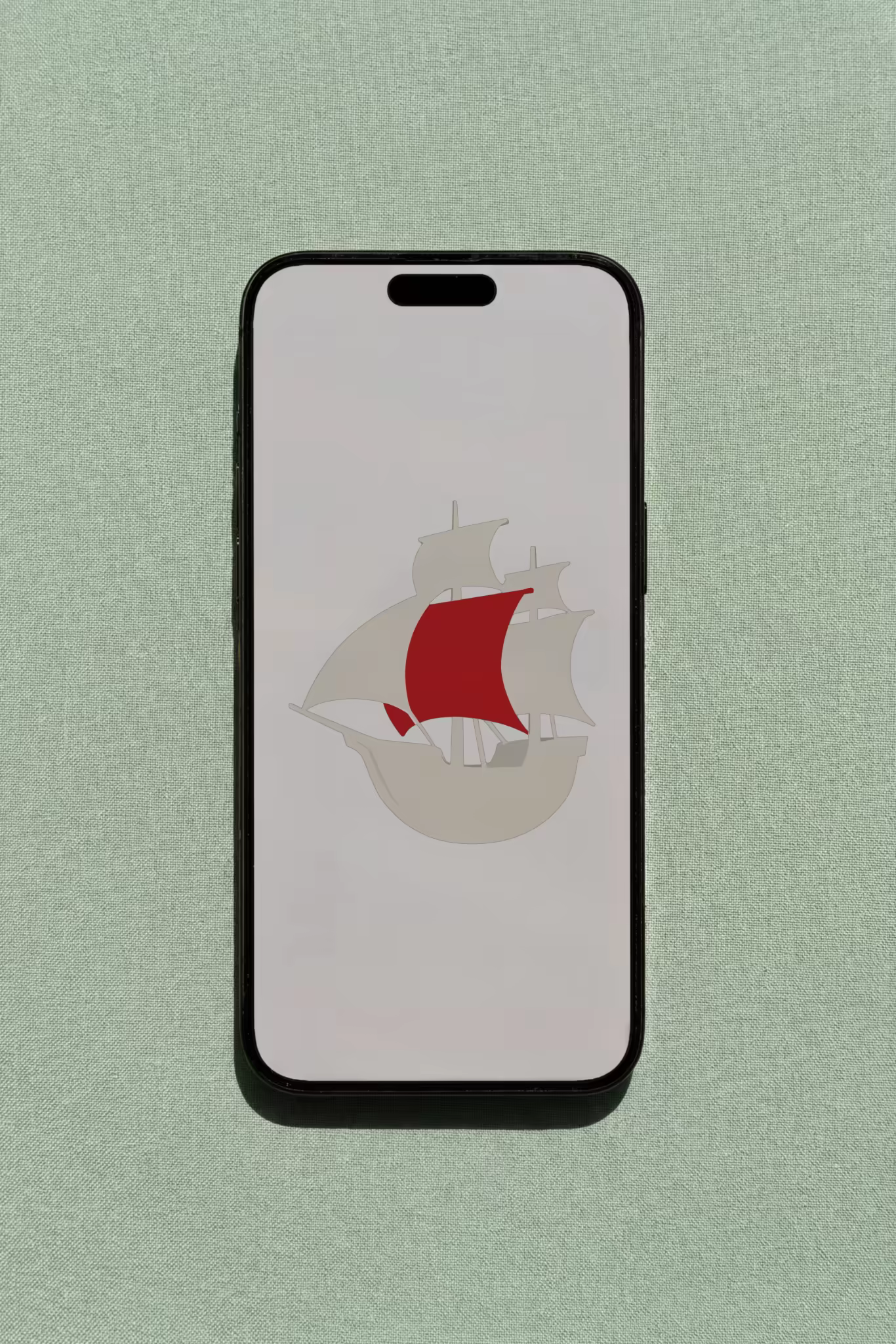 Phone Mockup Flat on Sage Woven Fabric