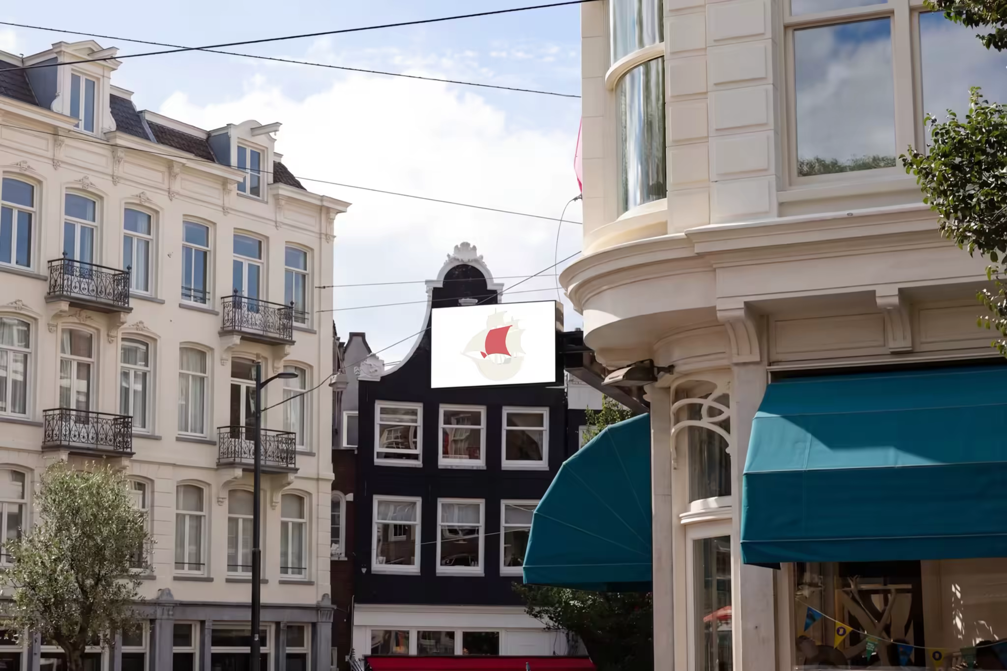 Rooftop Sign Mockup on a Dutch Gable House