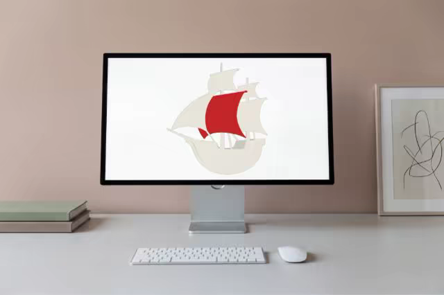 Desktop Monitor Mockup on a Tidy White Desk