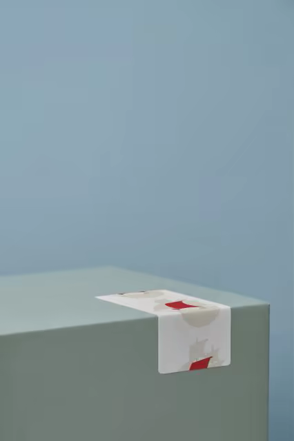 Box Mockup With a Paper Seal on Powder Blue