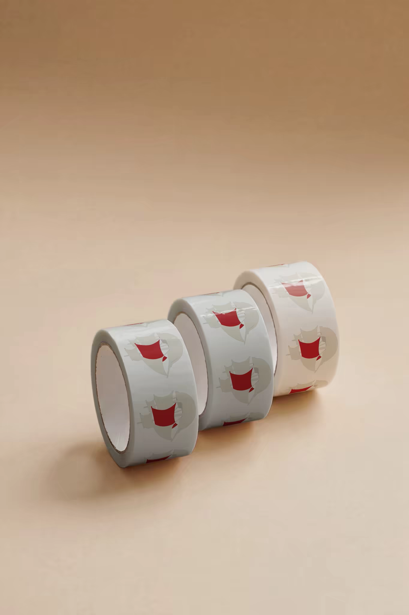 Packing Tape Mockup Rolls on a Peach Backdrop