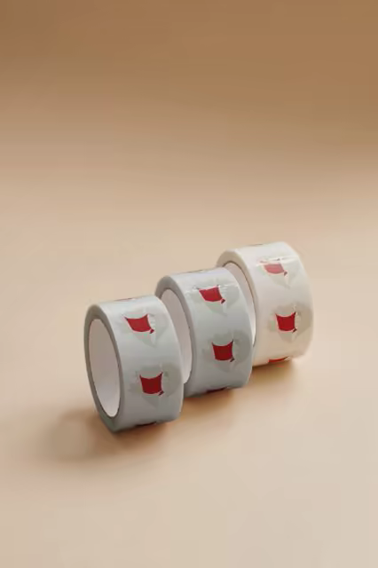 Packing Tape Mockup Rolls on a Peach Backdrop