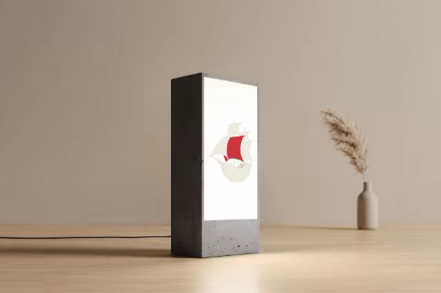 Lightbox Sign Mockup on a Wooden Desk