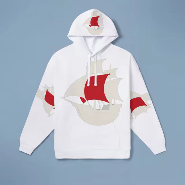 White Hoodie Mockup Flat Lay on Dusty Blue