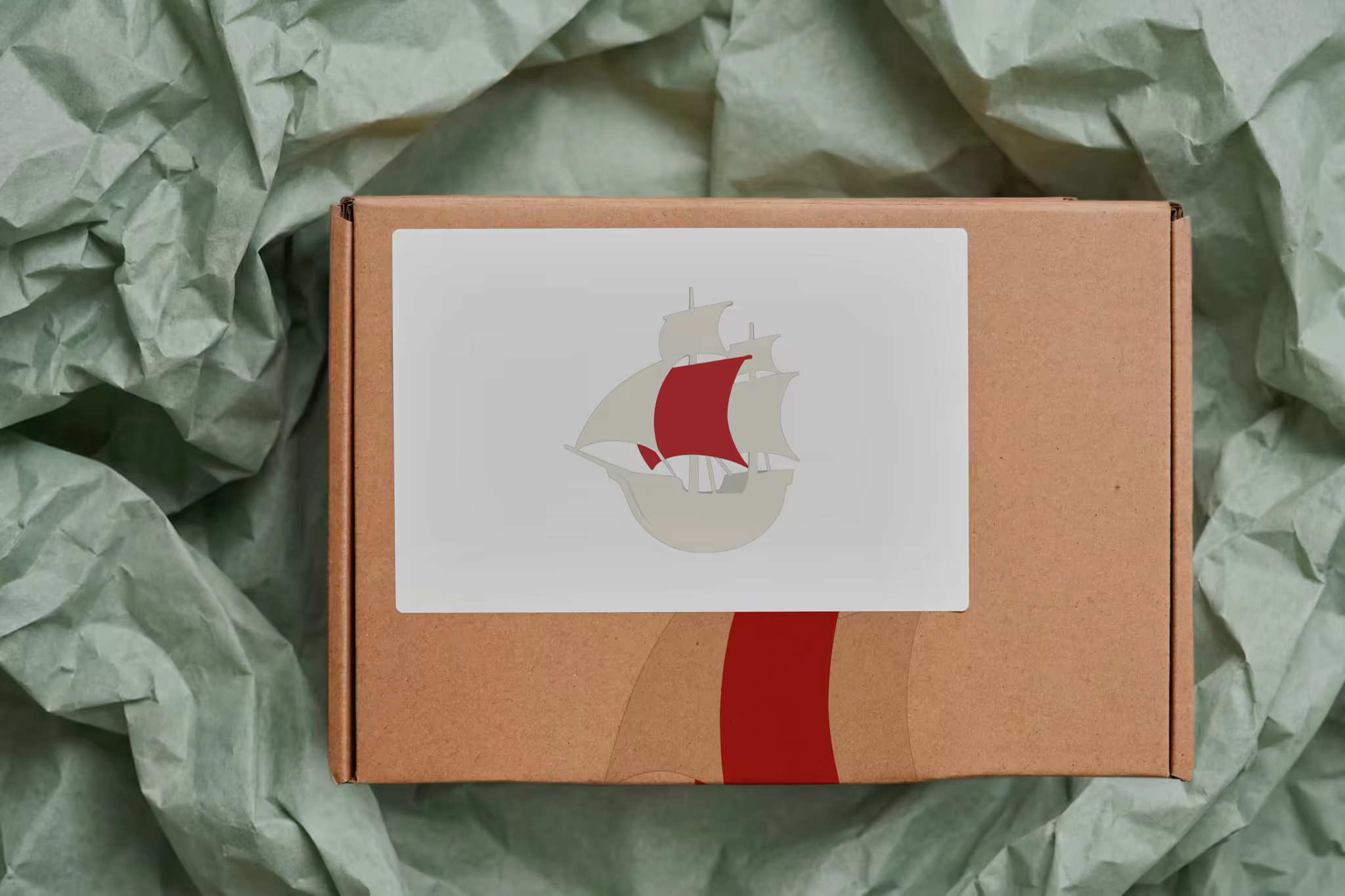Kraft Box Mockup on Sage Tissue Paper