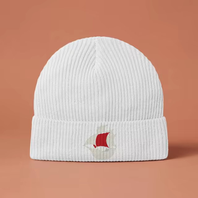 Ribbed Knit Beanie Mockup on Terracotta