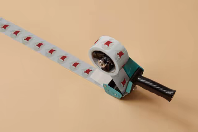 Packing Tape Dispenser Mockup on Warm Peach