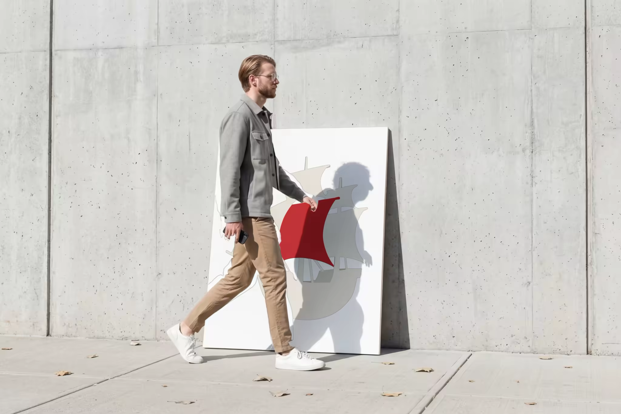 Leaning Canvas Mockup Against a Concrete Wall