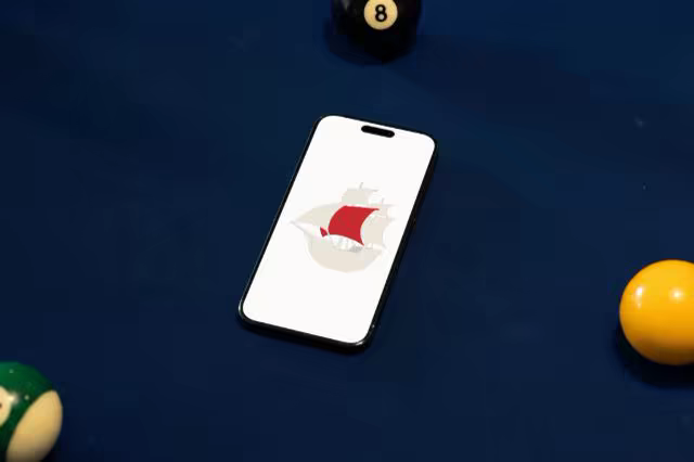 Smartphone Mockup on Navy Pool Table Felt
