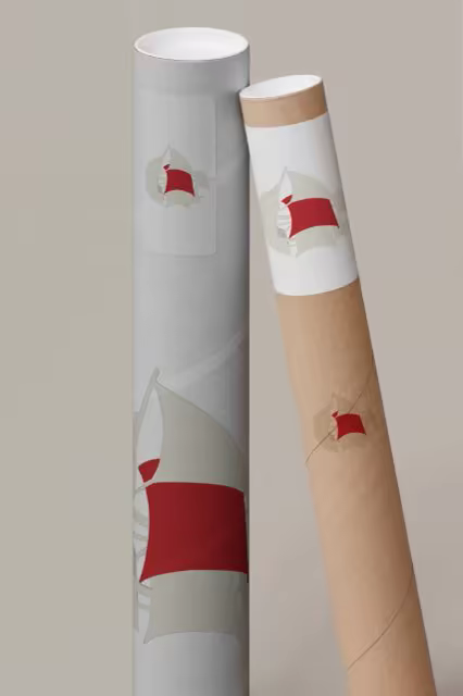 Shipping Tube Mockup Duo on a Beige Backdrop