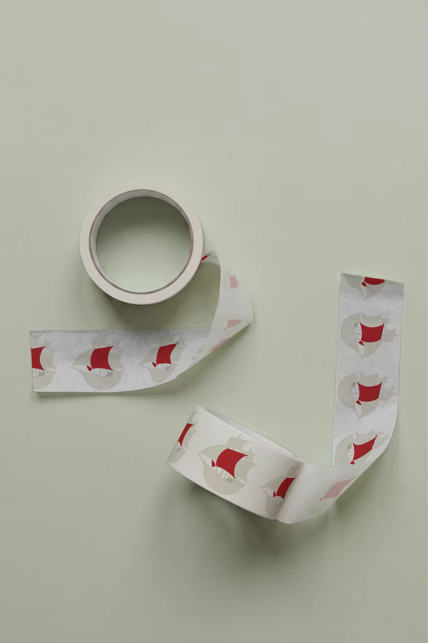 Packing Tape Roll Mockup With Loose Strips