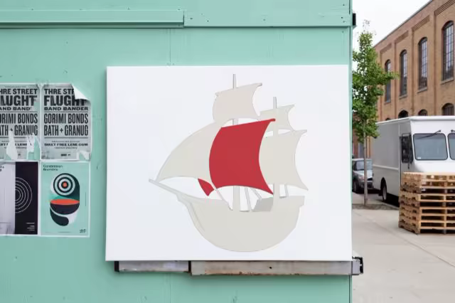 Wall Canvas Mockup on a Mint Green Kiosk