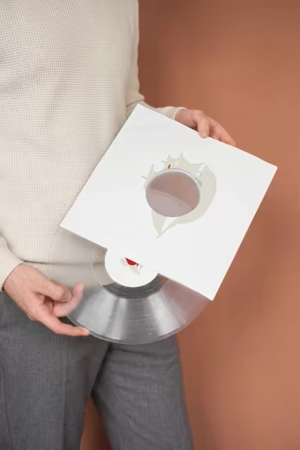 Vinyl Record Mockup Slid From a White Sleeve