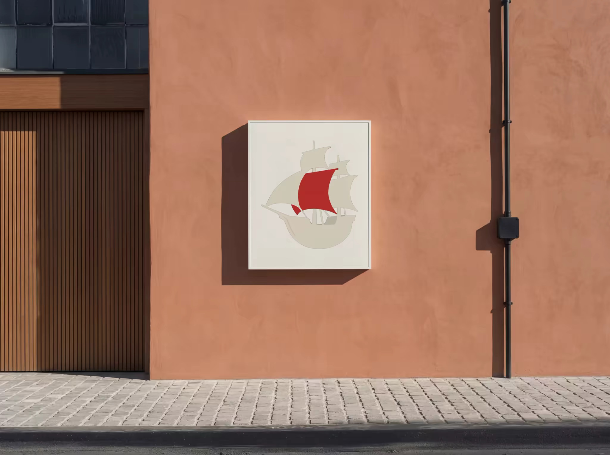 Wall Sign Mockup on a Terracotta Facade