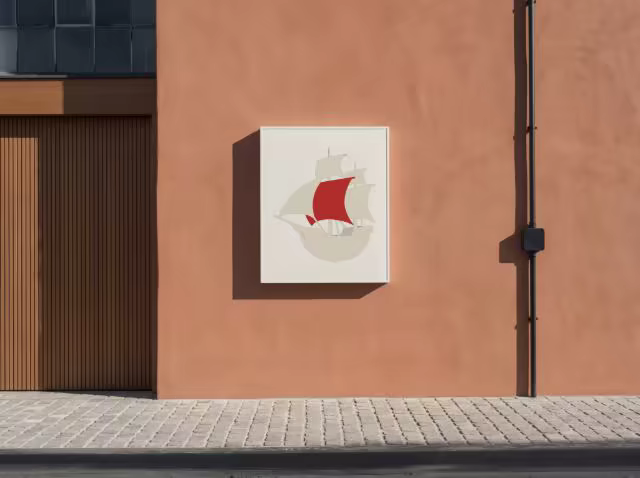 Wall Sign Mockup on a Terracotta Facade