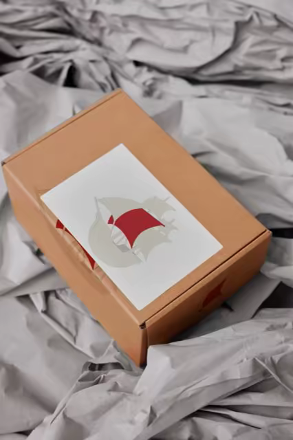 Kraft Shipping Box Mockup in Crumpled Paper