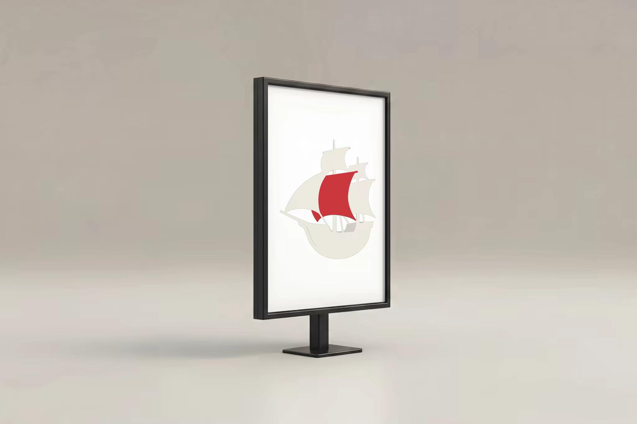 Freestanding Display Mockup in a Grey Studio