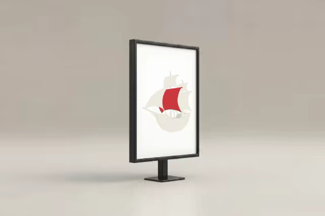 Freestanding Display Mockup in a Grey Studio