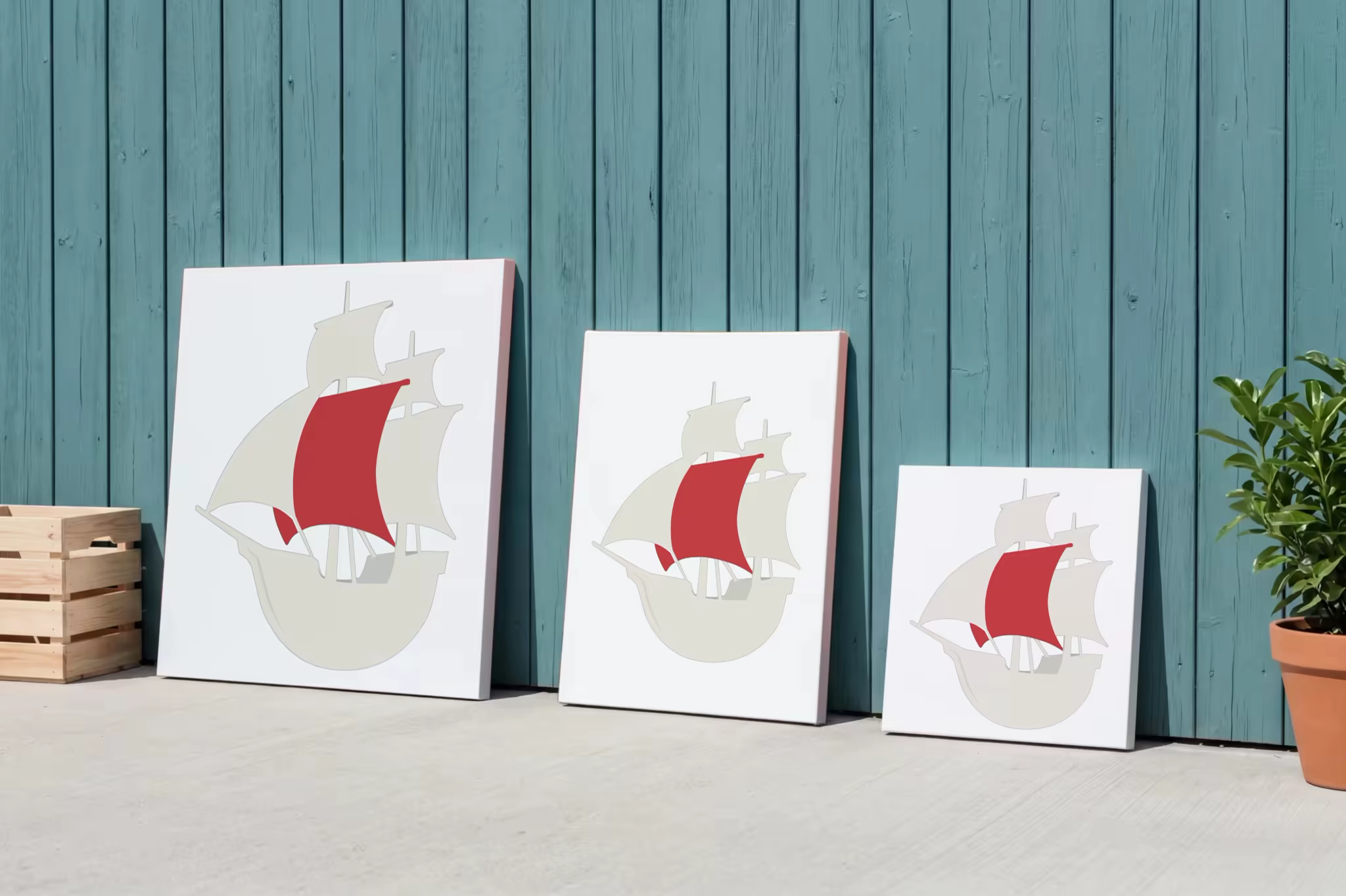 Square Canvas Mockup Trio on a Teal Wall