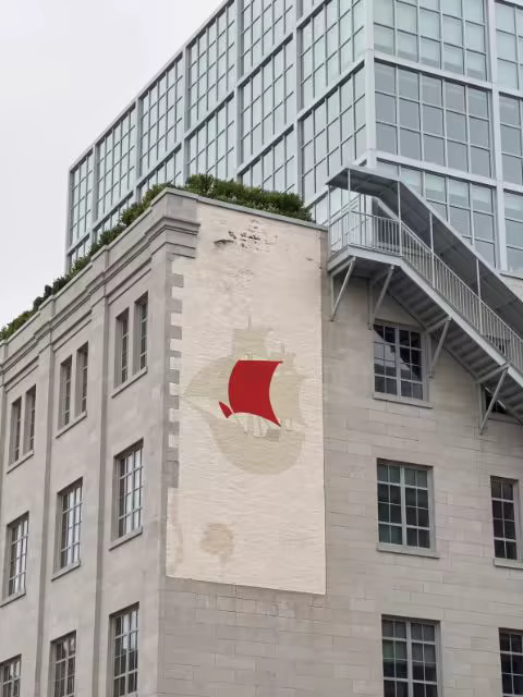 Building Mural Mockup on Weathered Stone