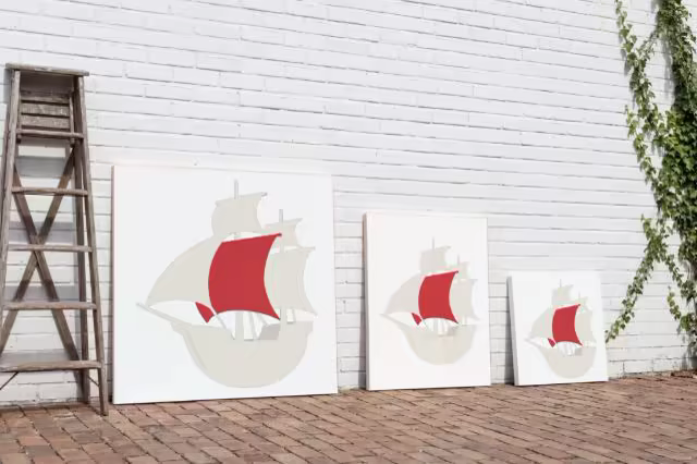 Canvas Print Mockup Trio on White Brick
