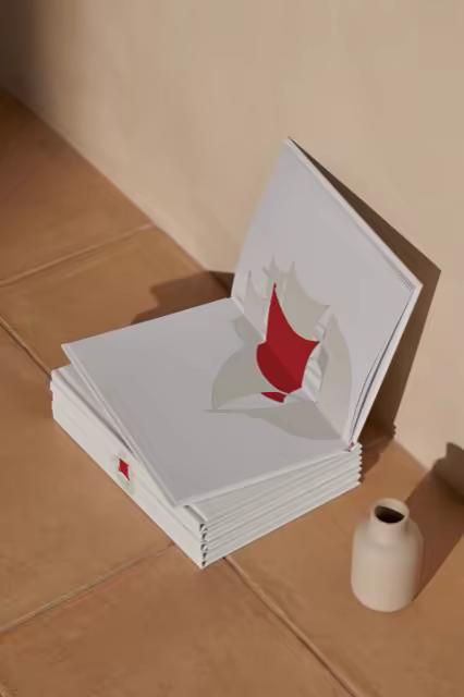 Hardcover Book Stack Mockup on Clay Tiles