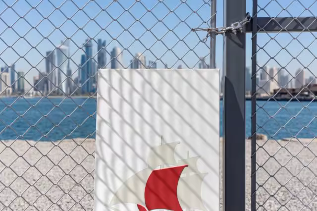 Canvas Print Mockup Behind a Chain-Link Fence