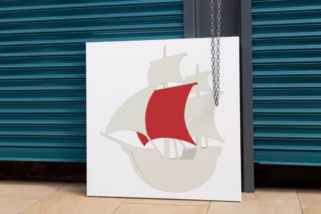 Square Canvas Mockup by a Teal Roller Shutter