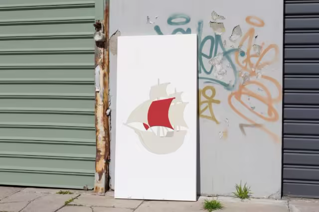 Tall Canvas Mockup Against a Graffiti Wall