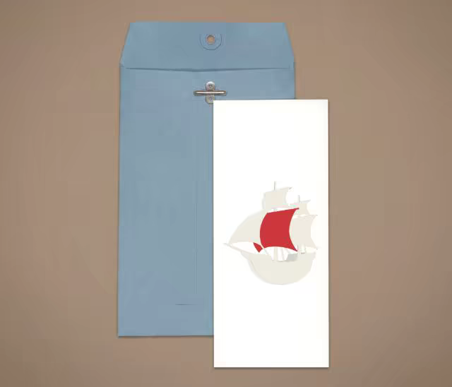 DL Card Mockup With a Blue Clasp Envelope
