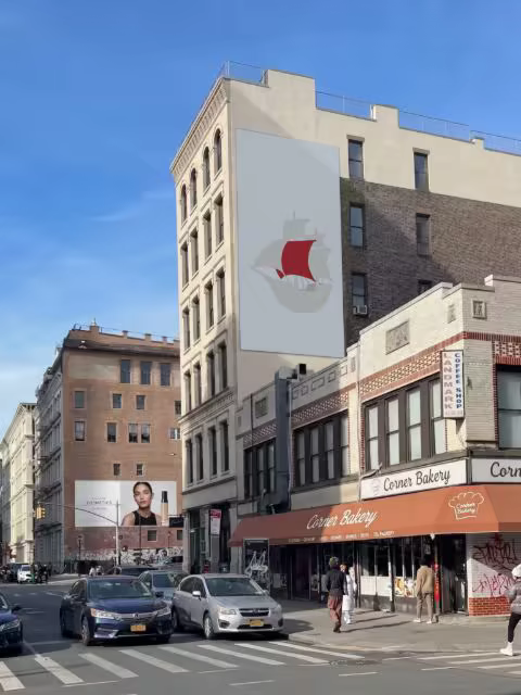 Wall Mural Mockup on a City Corner Building