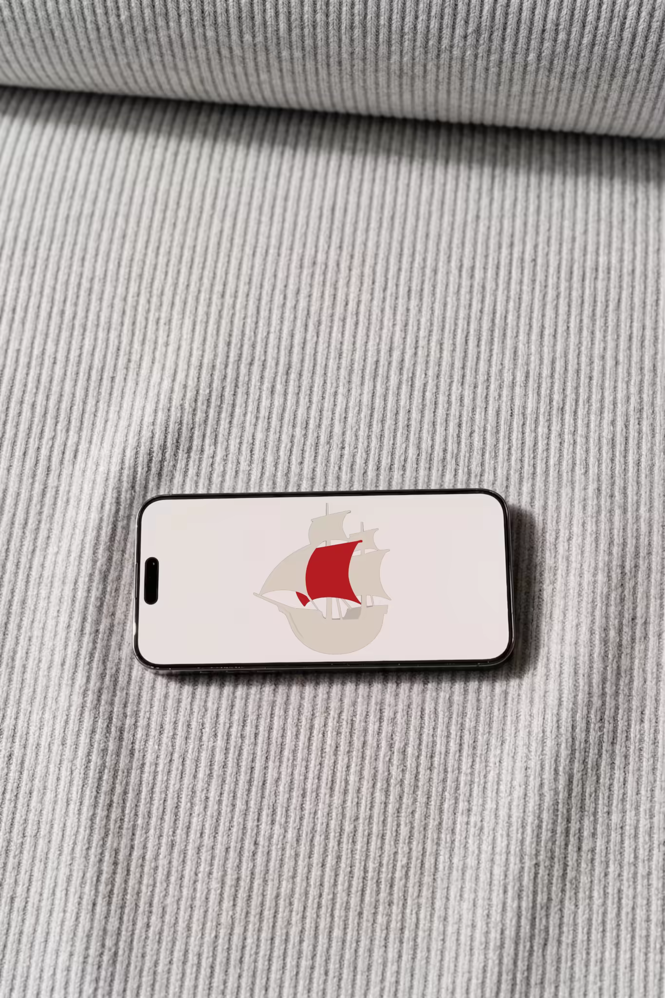 Smartphone Mockup on Ribbed Gray Fabric