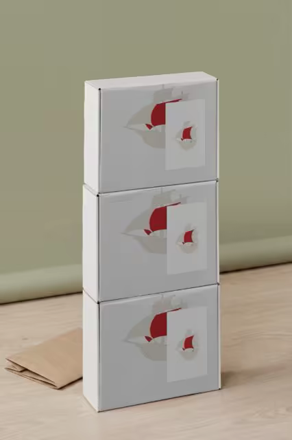 Mailer Box Mockup Stacked Three High on Wood