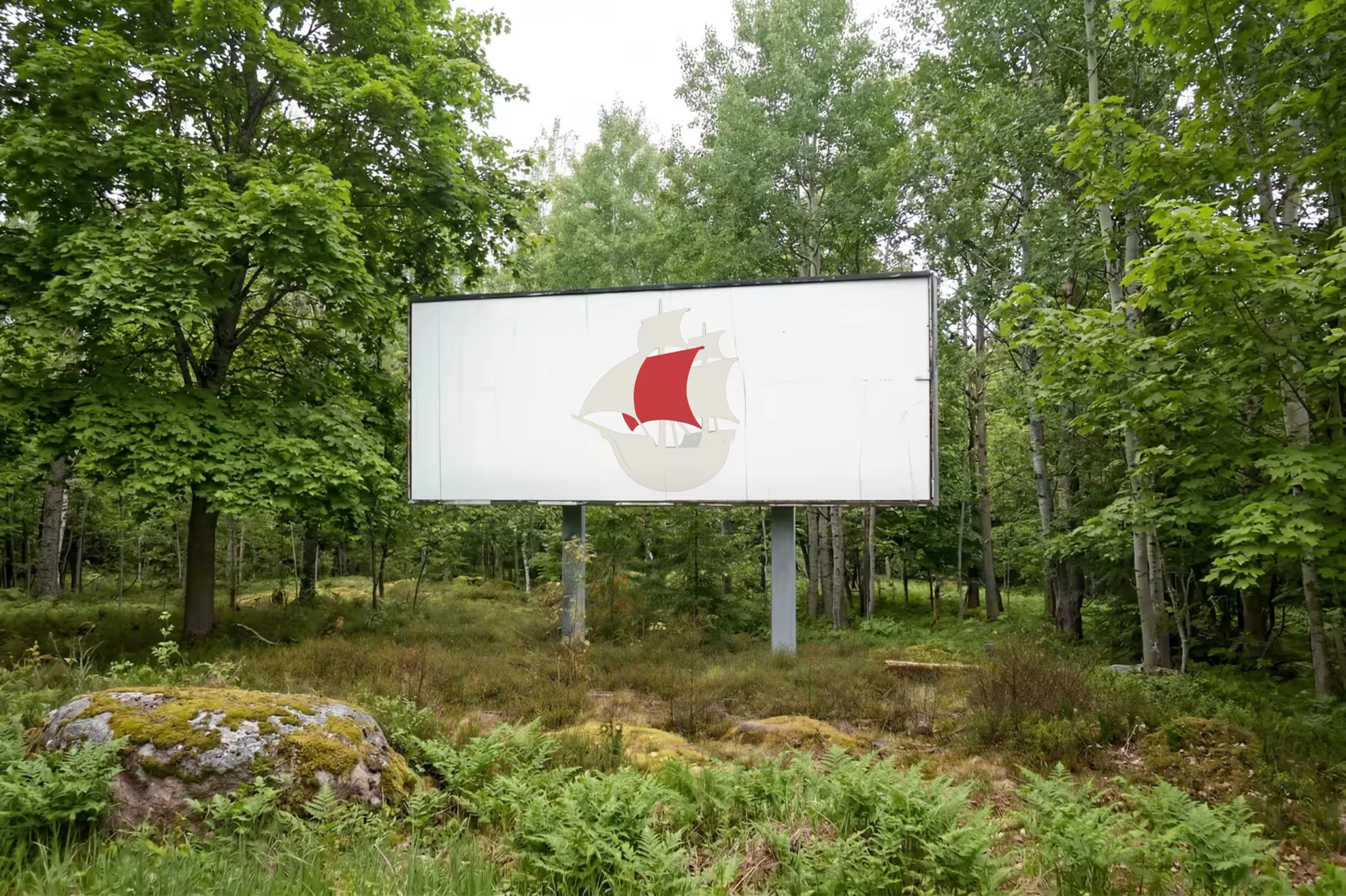 Billboard Mockup in a Forest Clearing