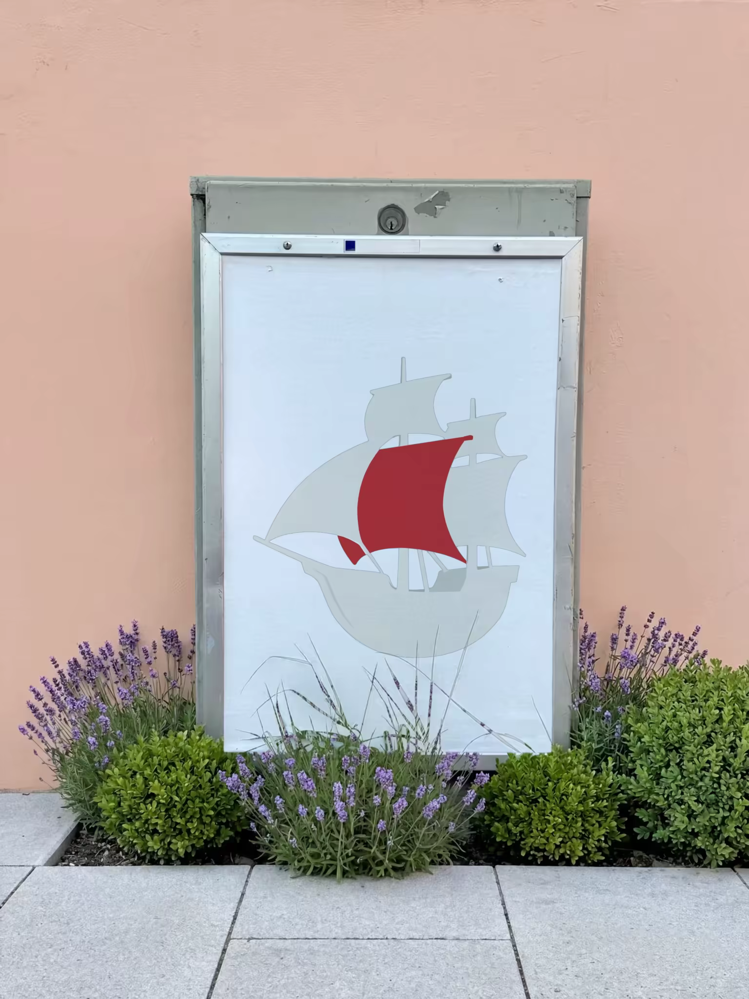 Outdoor Poster Case Mockup on a Peach Wall