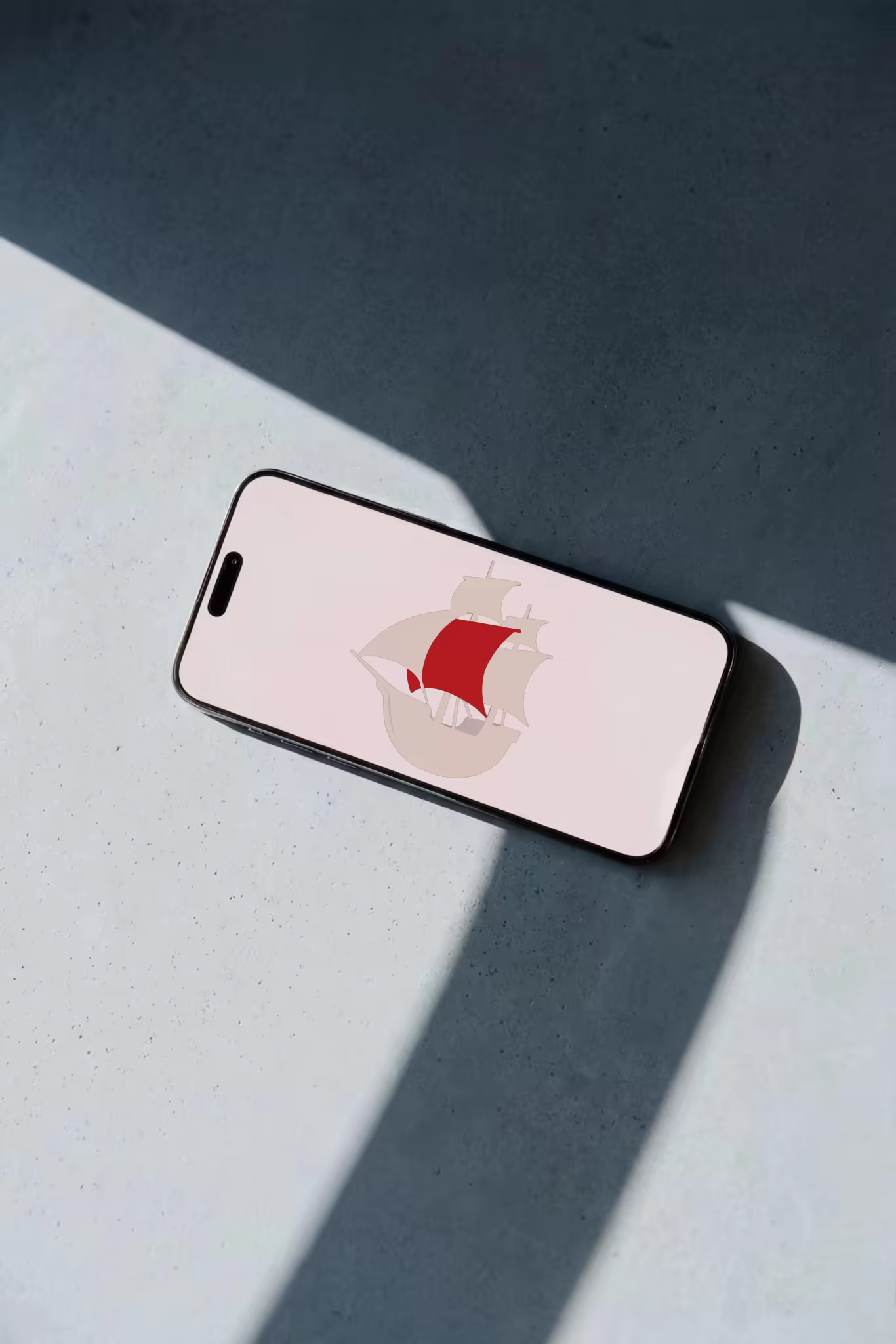 Smartphone Mockup in Hard Sun on Pale Concrete