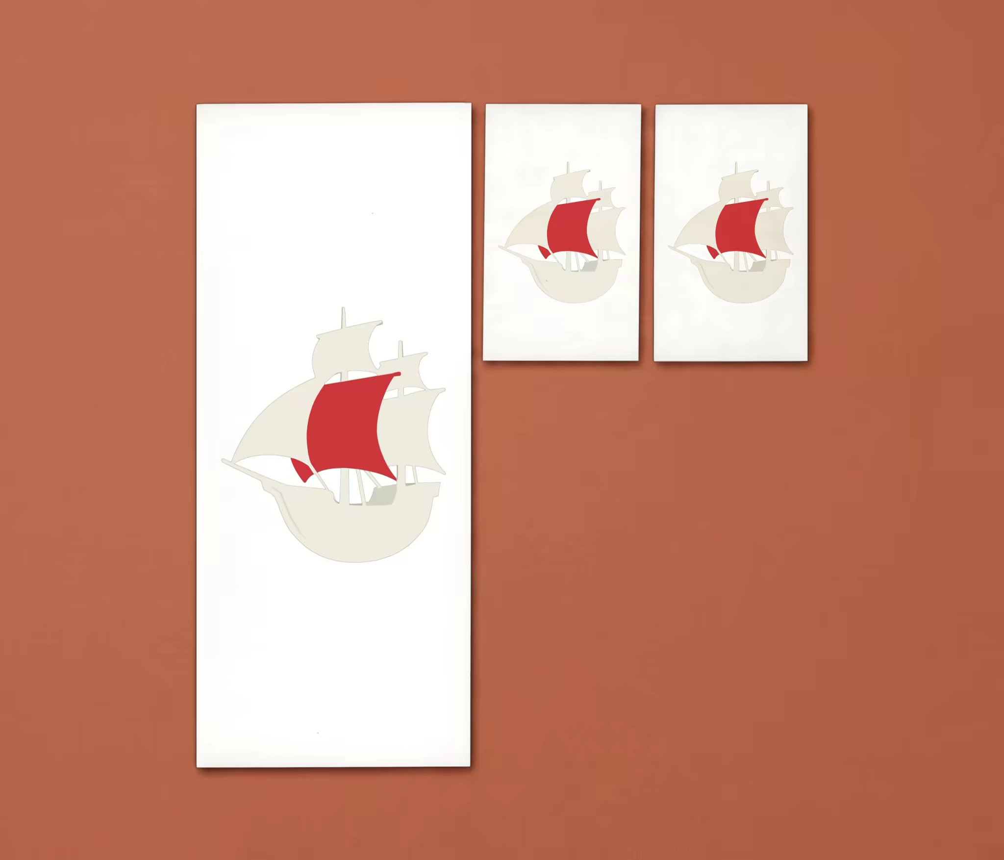 Stationery Mockup Flat Laid on Rust Red