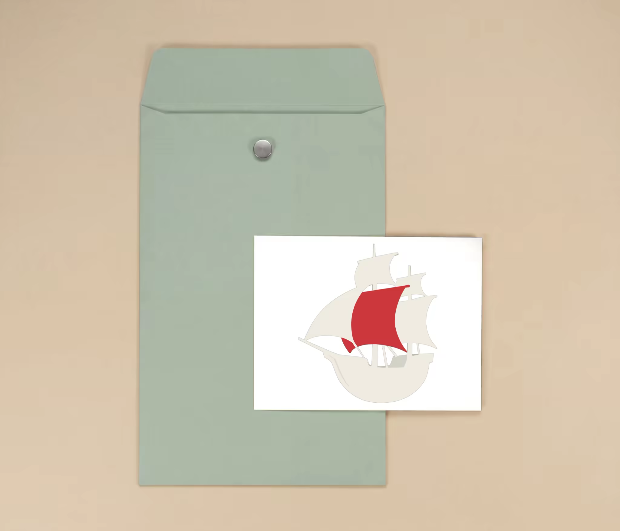 Greeting Card Mockup With a Sage Green Envelope
