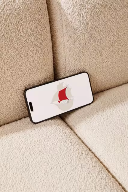 Smartphone Mockup Nestled in Boucle Cushions