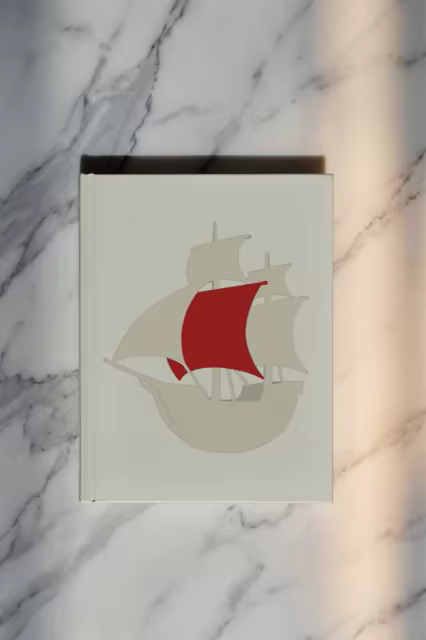 Hardcover Book Mockup Flat on Veined Marble