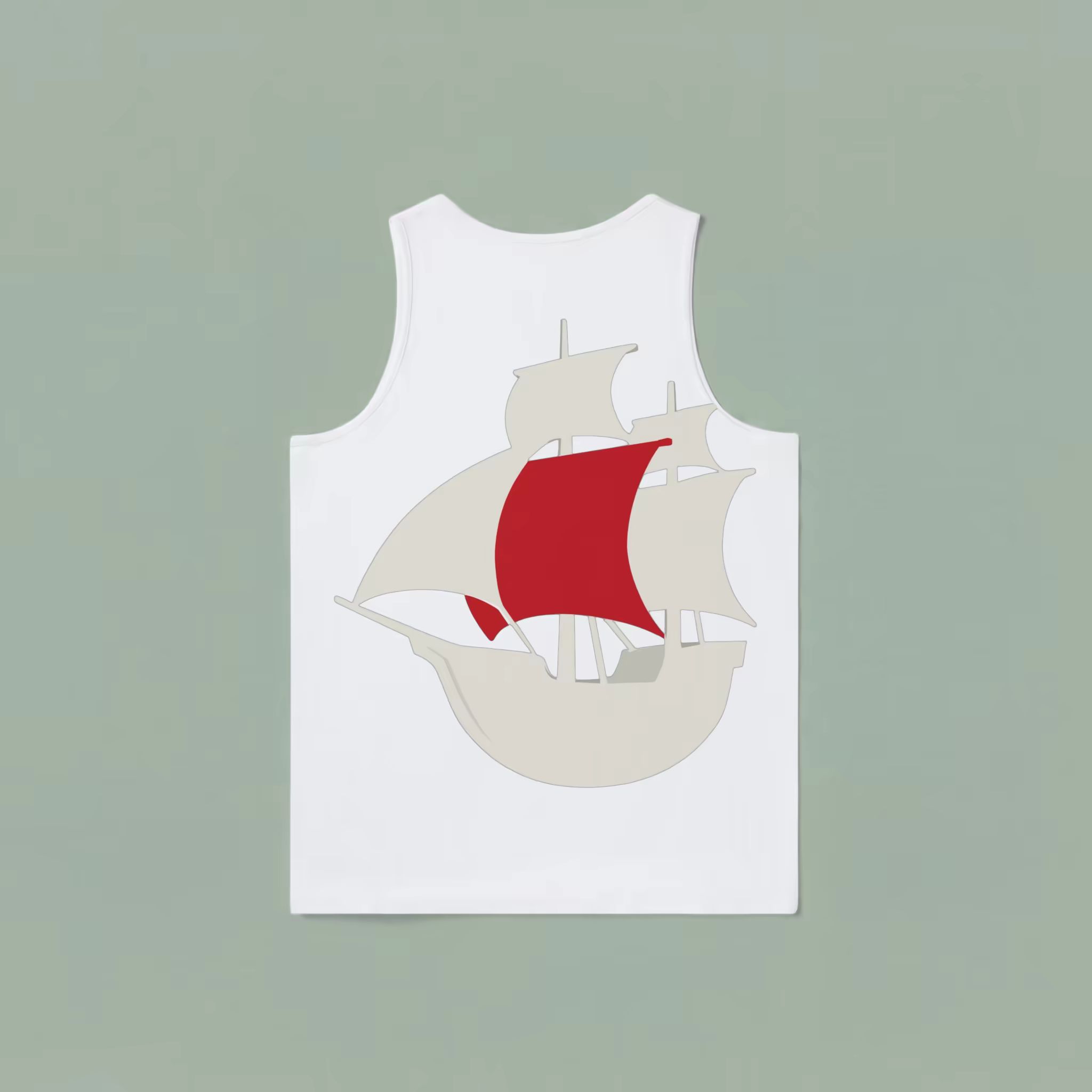 Tank Top Mockup Flat Laid on Sage Green