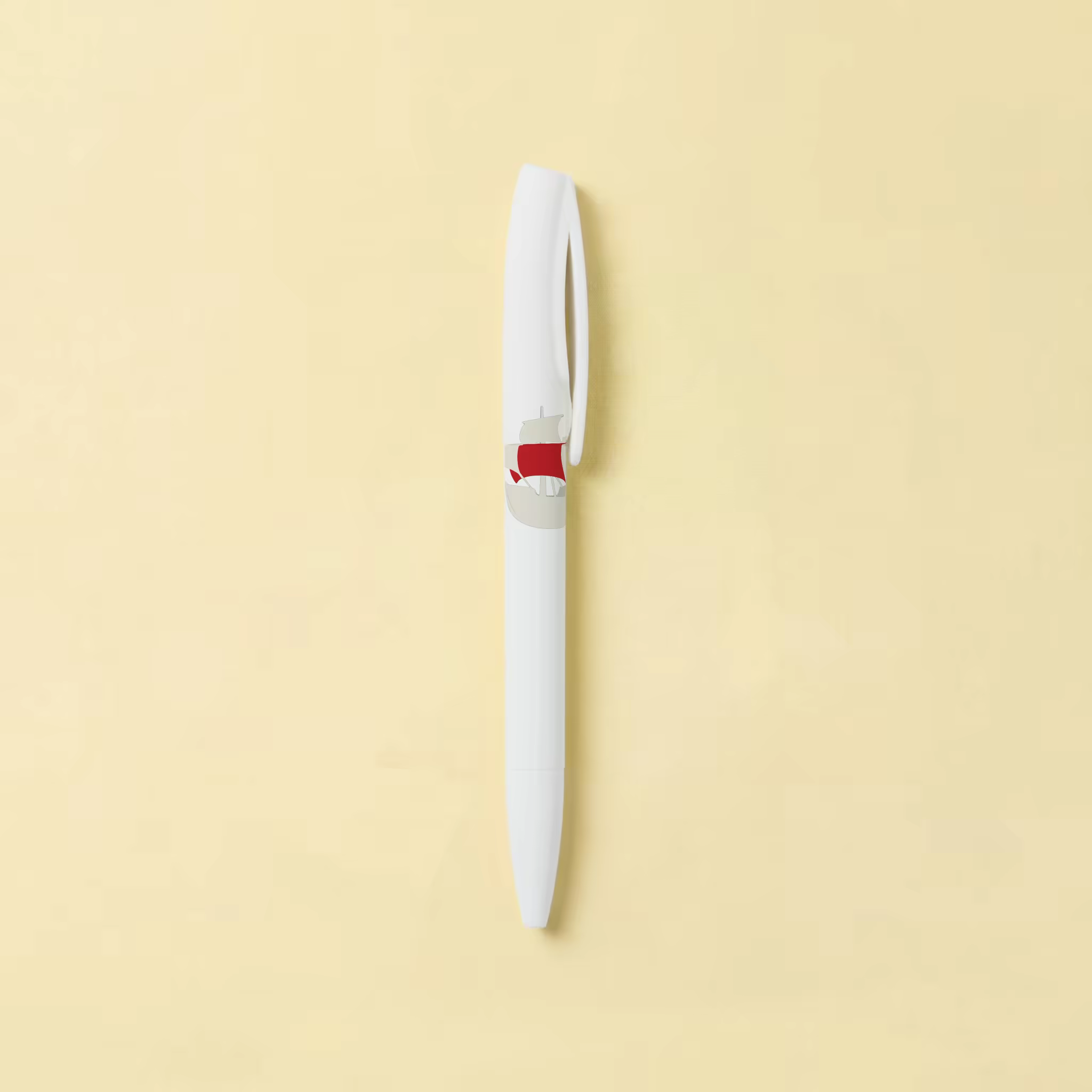 White Pen Mockup on a Pale Yellow Background