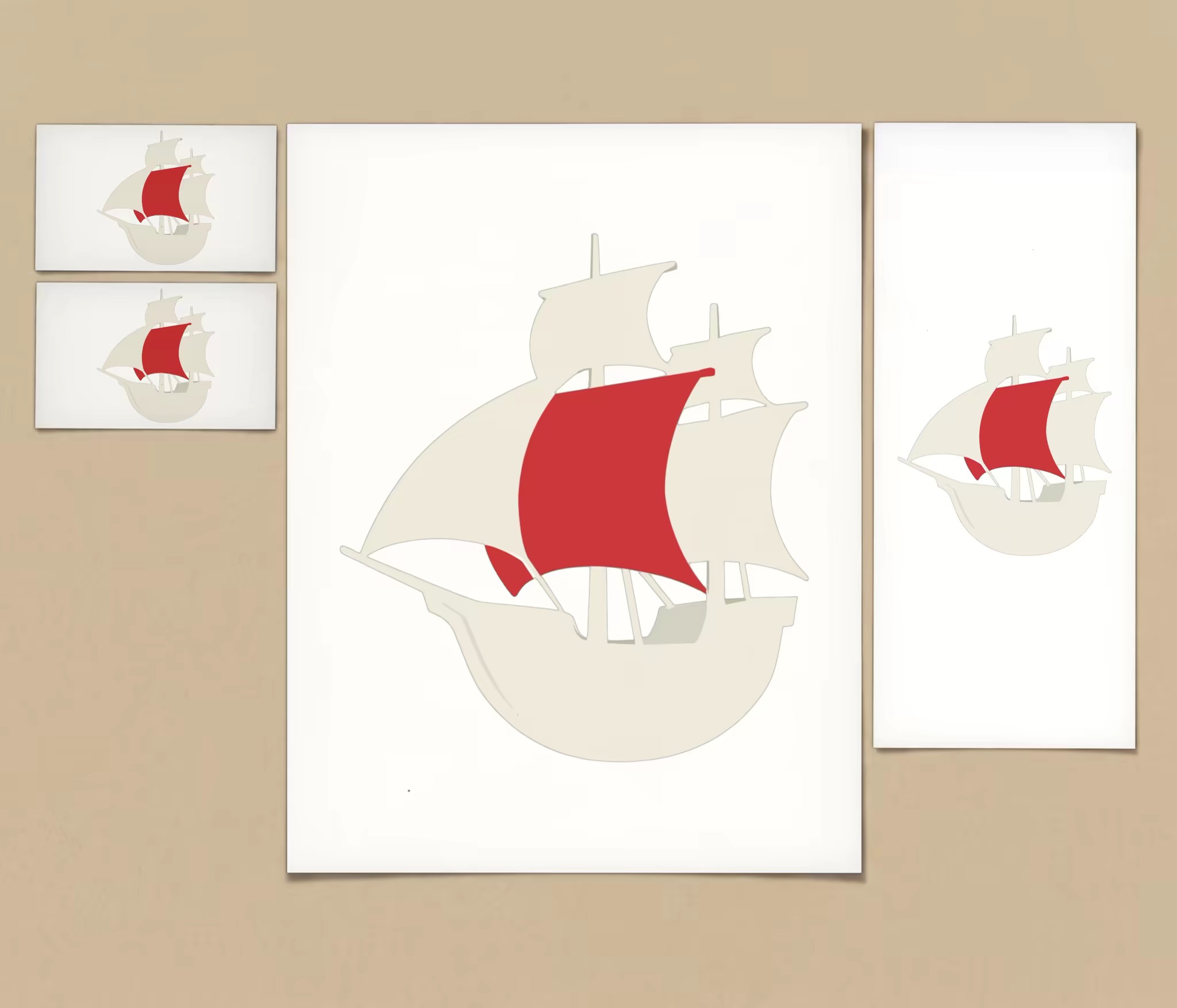 Print Suite Mockup With Poster and Cards on Tan