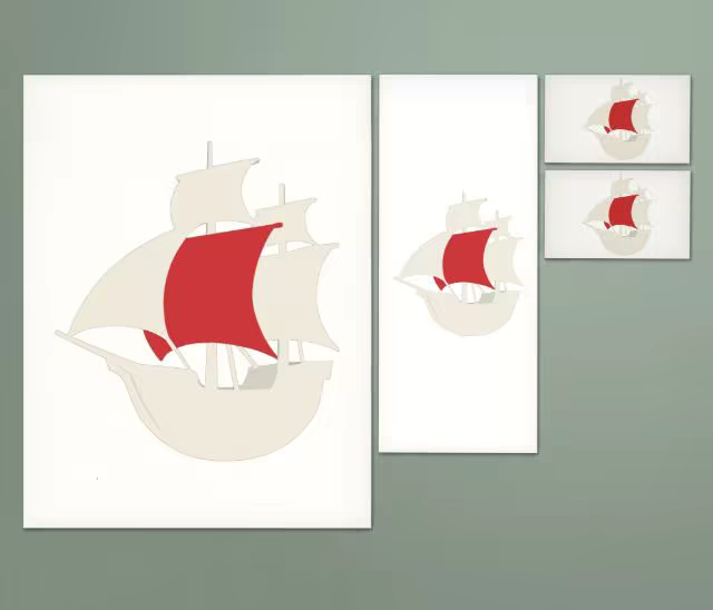 Stationery Suite Mockup Mounted on a Sage Wall