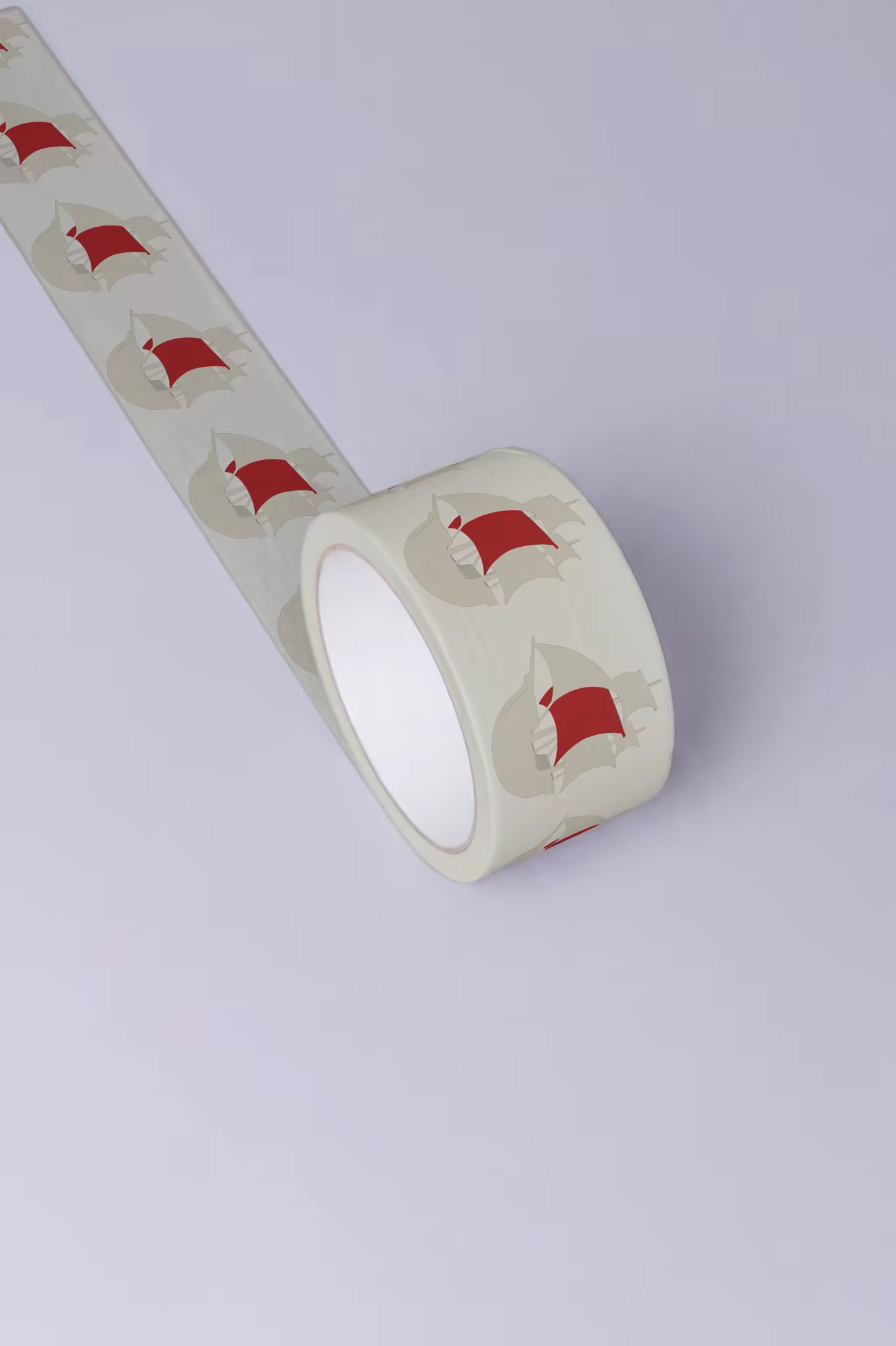 Packing Tape Roll Mockup on a Lilac Gray Surface